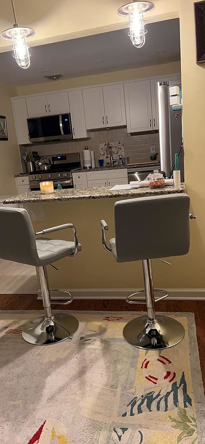 Customer photo review of Adjustable Square Bar Stools with Arm Rest (Set of 2)