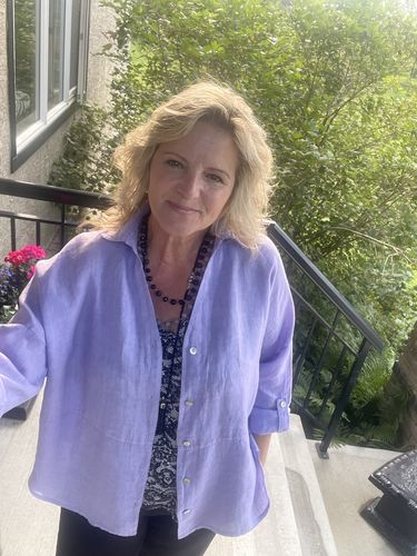Customer photo review of Meo Linen Rome Button Down Shirt (Lavender)