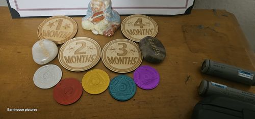 Customer photo review of Sobriety Mint Infinity Aluminum AA Meeting Newcomer Sobriety Chips/Coins/Tokens - 4 Months - Purple