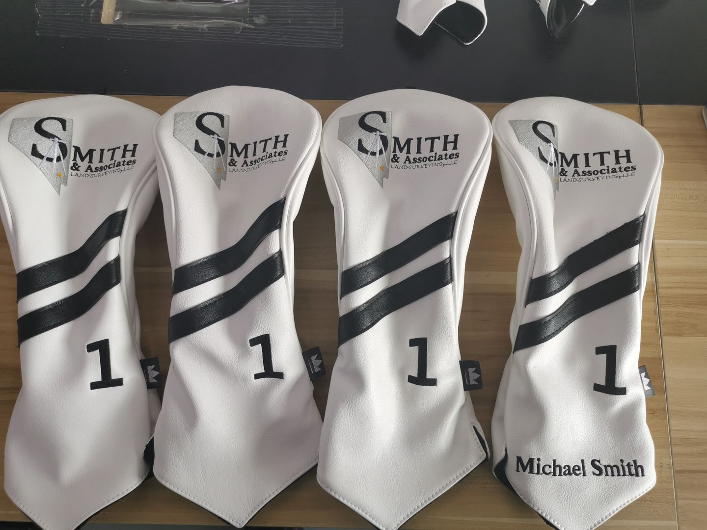 Customer photo review of Personalized Diagonal Stripes Wood Head Covers With Your Logo