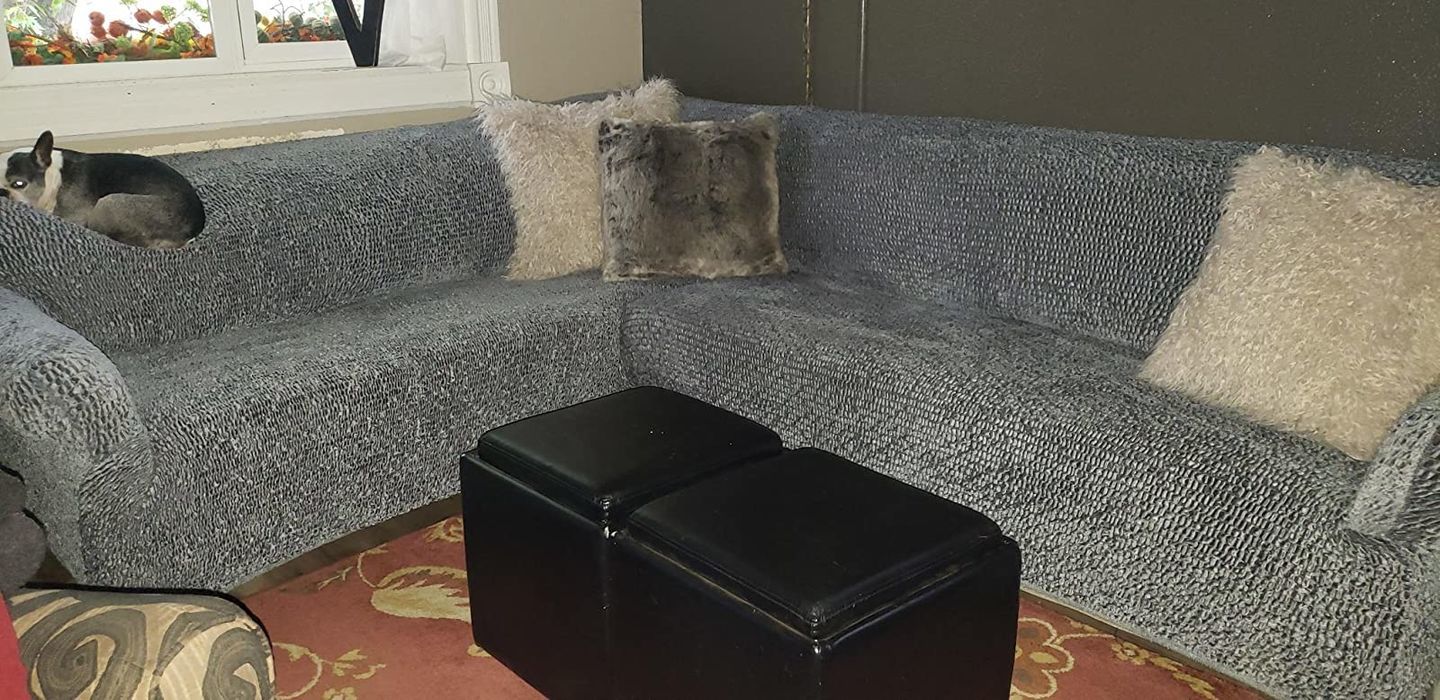 Customer photo review of Corner Sofa Cover - Grey, Velvet Collection
