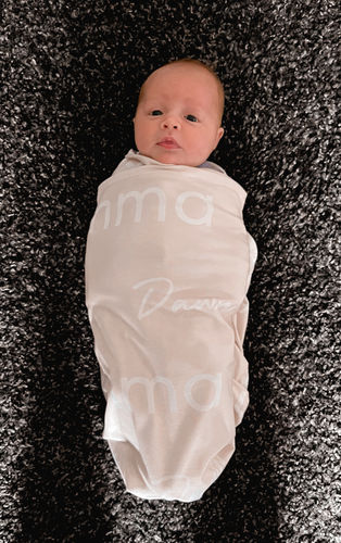 Customer photo review of Create - Name Swaddle Blanket