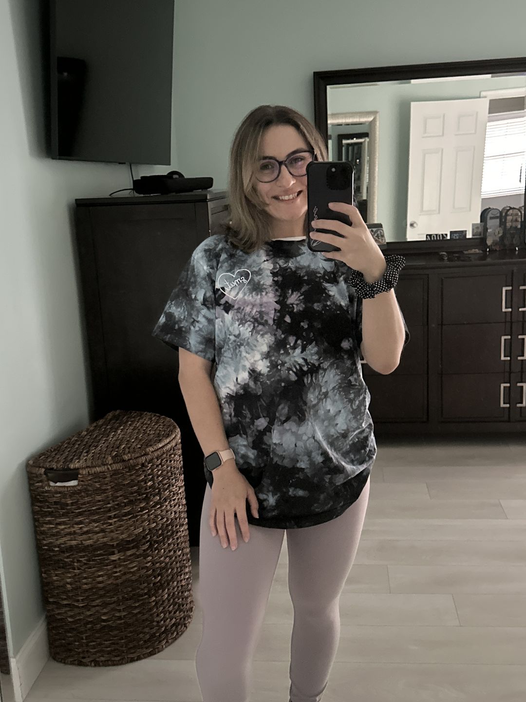 Customer photo review of smut heart embroidered oversized tie-dye t-shirt