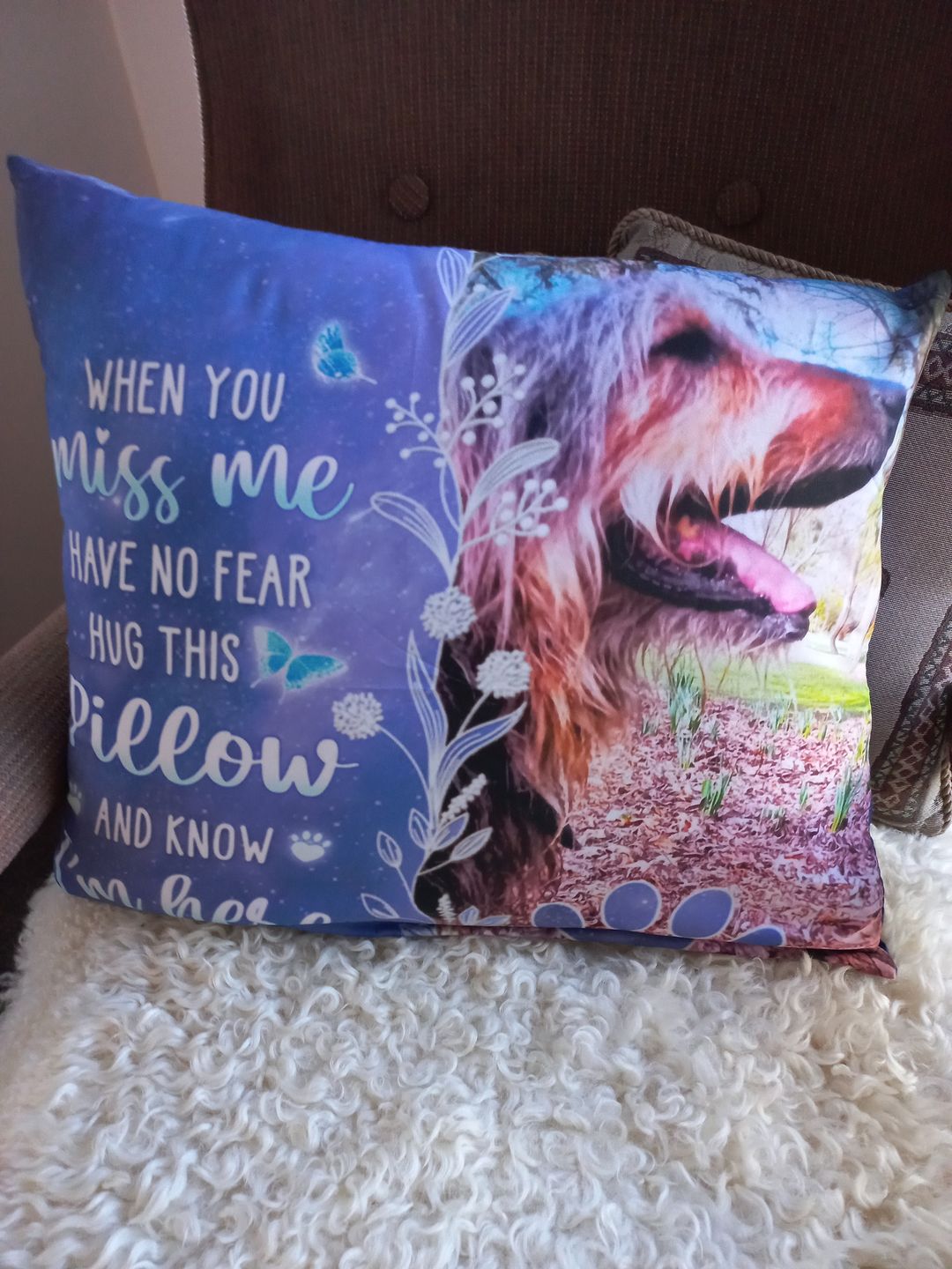 Customer photo review of Custom Photo My Love For You Is Always Here - Memorial Personalized Custom Pillow - Sympathy Gift, Gift For Pet Owners, Pet Lovers
