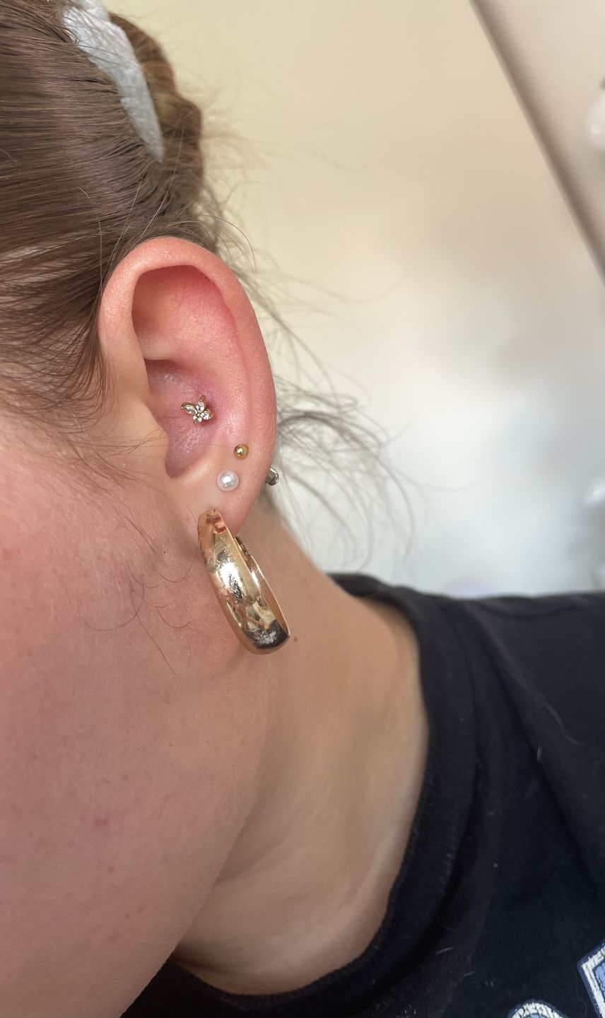 Customer photo review of Butterfly Piercing | Titan