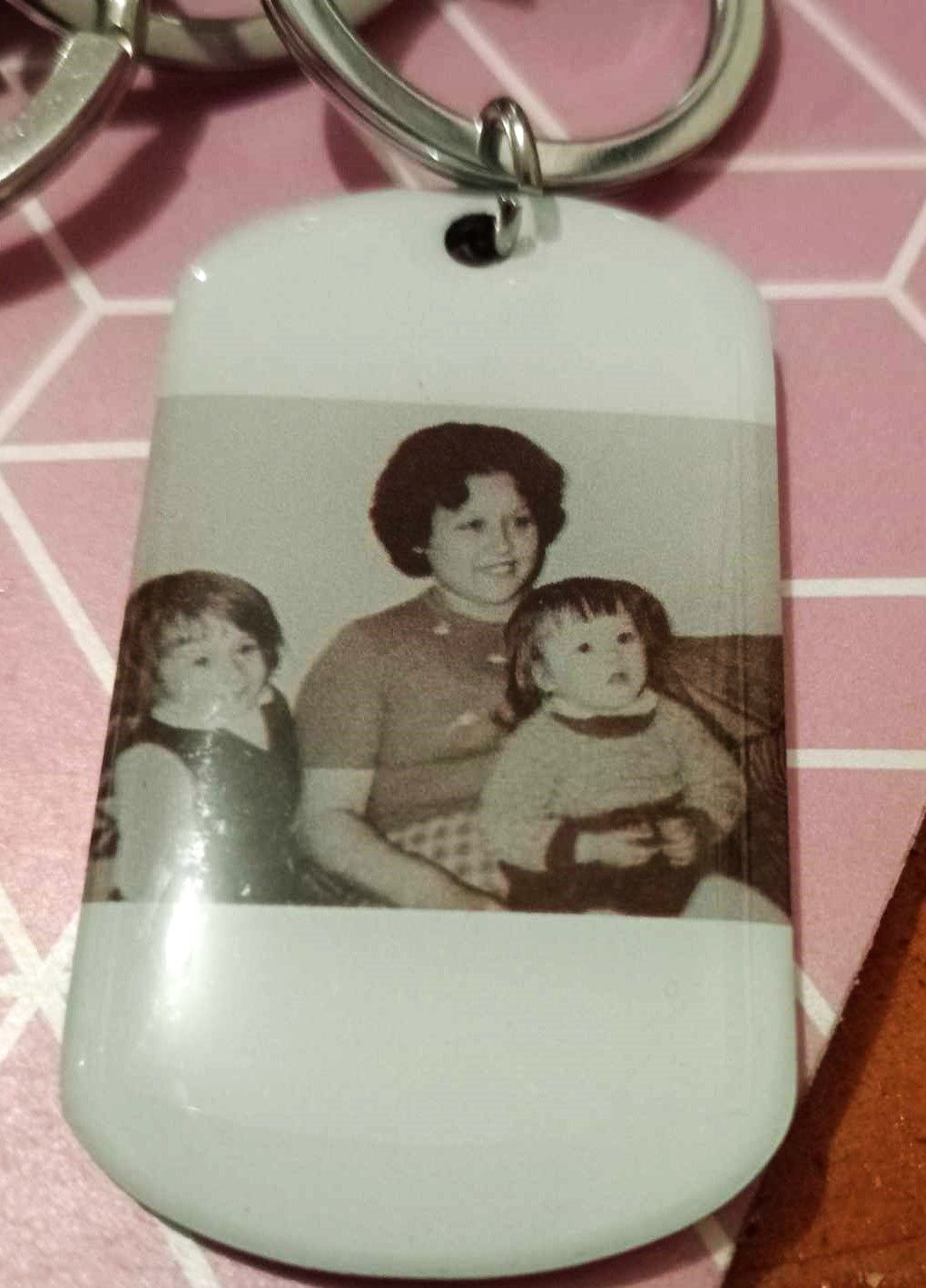 Customer photo review of I Will Carry You With Me Until, Personalized Keychain, Memorial Gifts, Custom Photo