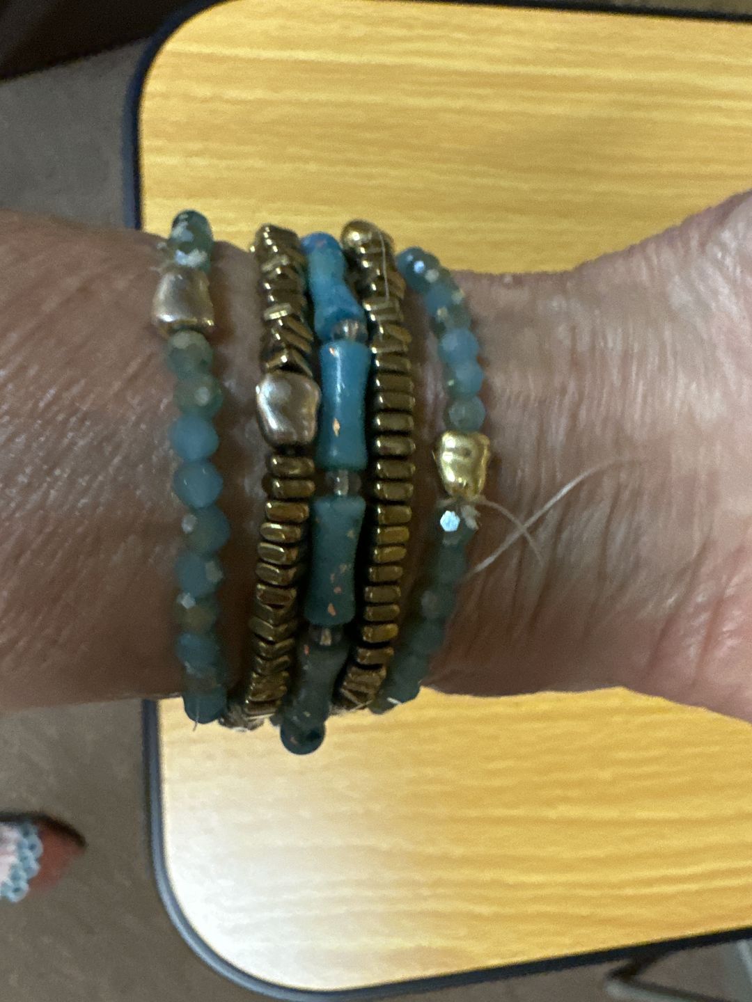 Customer photo review of Jade Glimmer Stretch Apple Watch Strap