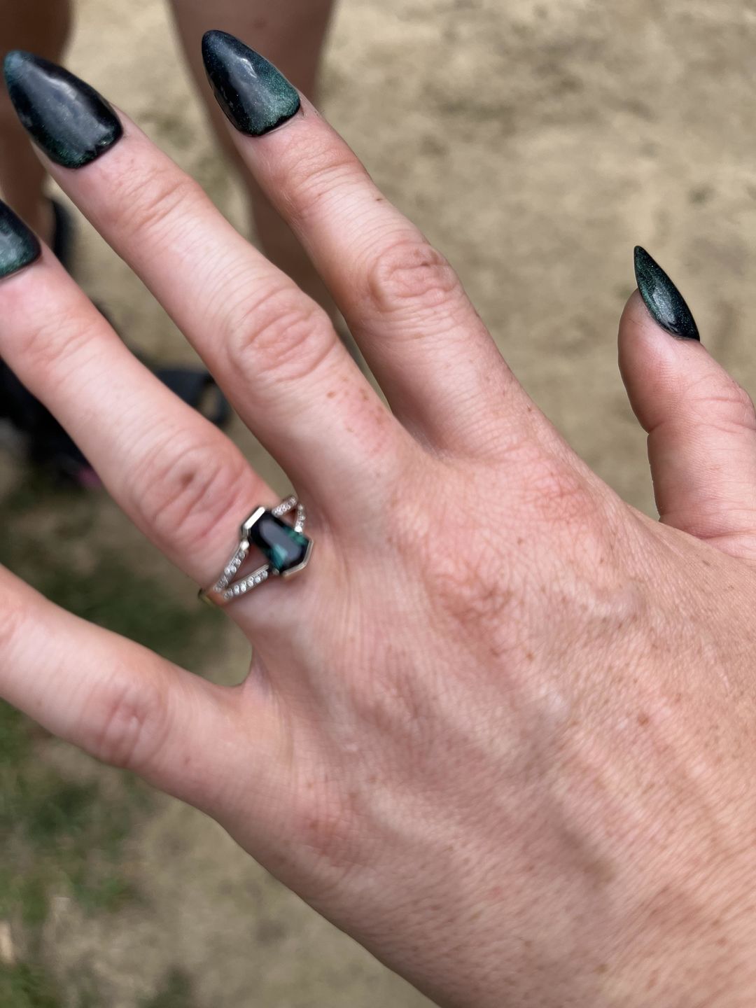 Customer photo review of 1.68 Carat Inky Green/Blue Kenyan Sapphire Heptagon - 8.2x5.7mm, Fantasy Cut