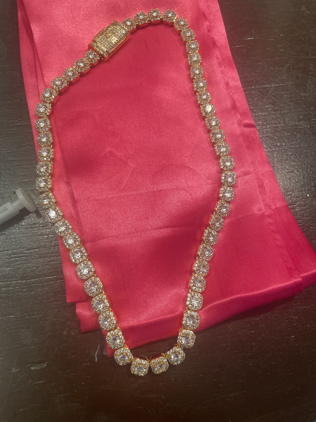 Customer photo review of Micro Clustered Tennis Chain - Gold