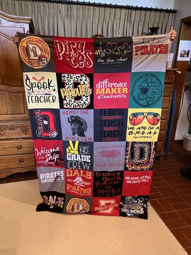 T-shirt quilt featuring dale high school pirates by Jeanna from OK