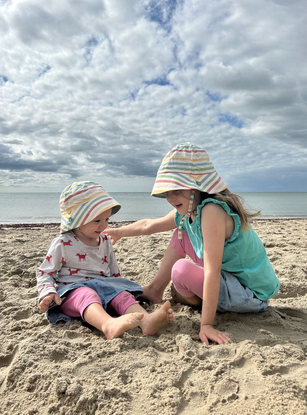 Customer photo review of Rainbow Striped Reversible Sunhat