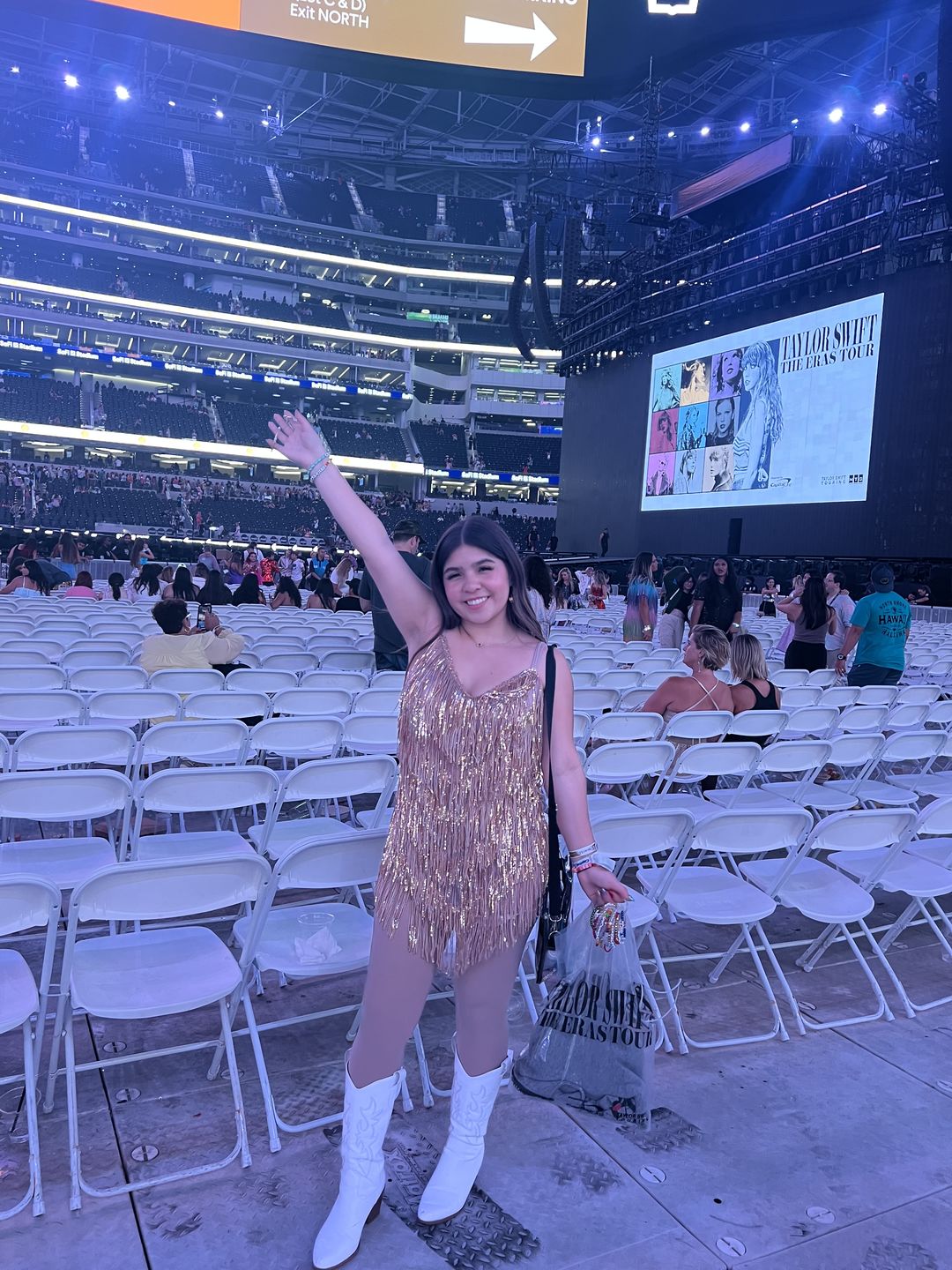 Customer photo review of Shake It My Way Short Fringe Mini Dress