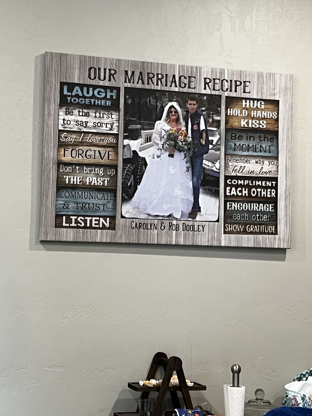 Customer photo review of Personalized Canvas Prints Custom Couple Photo and Name - For Our Forever Love - Marriage Recipe Dem Canvas