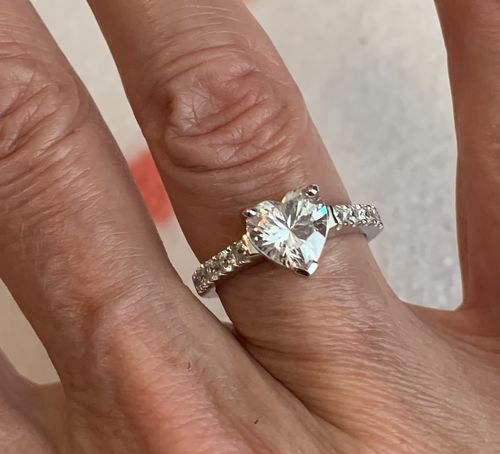 Customer photo review of Solitaire Heart 1.7ct Heart CZ Ring in Sterling Silver