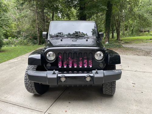 Customer photo review of Hot Pink Flames Jeep Grille Insert