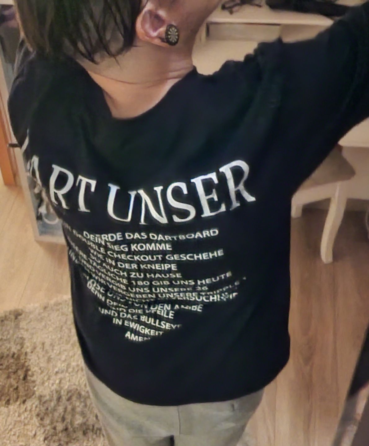 Customer photo review of Dart unser - Shirt (Backprint / Rückenaufdruck)