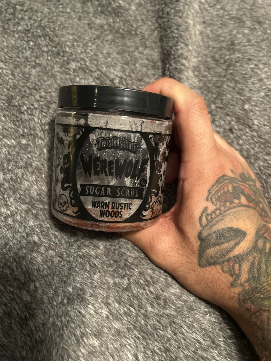 Customer photo review of Werewolf  Sugar Scrub (Warm Rustic Woods)