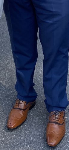 Customer photo review of Charles Southwell Belmond Tan Brogues With Navy Trim