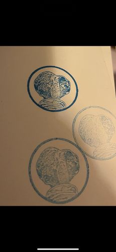 Customer photo review of Wooden Handle Face Stamp