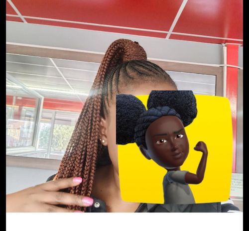 Customer photo review of Outre Wrap Around Ponytail - Medium Box Braid 26"
