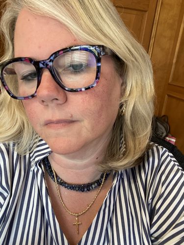 Customer photo review of Denim Blue Necklace