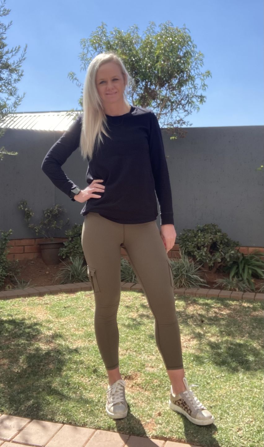 Customer photo review of Shapewear TNG Cargo Leggings - Olive
