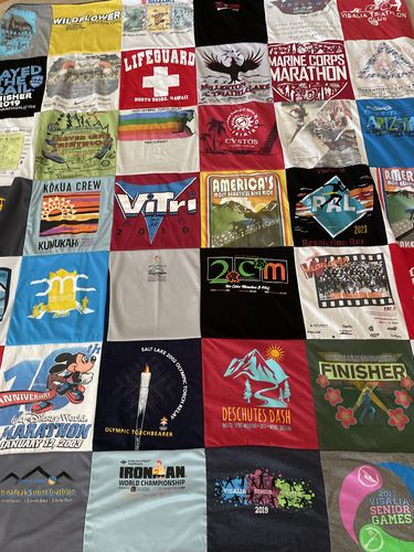 T-shirt quilt with running, marathons themes by James from CA