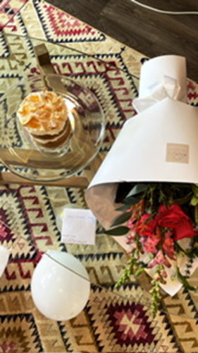 Customer photo review of Peach Passionfruit and Toasted Coconut Cake (vegan)