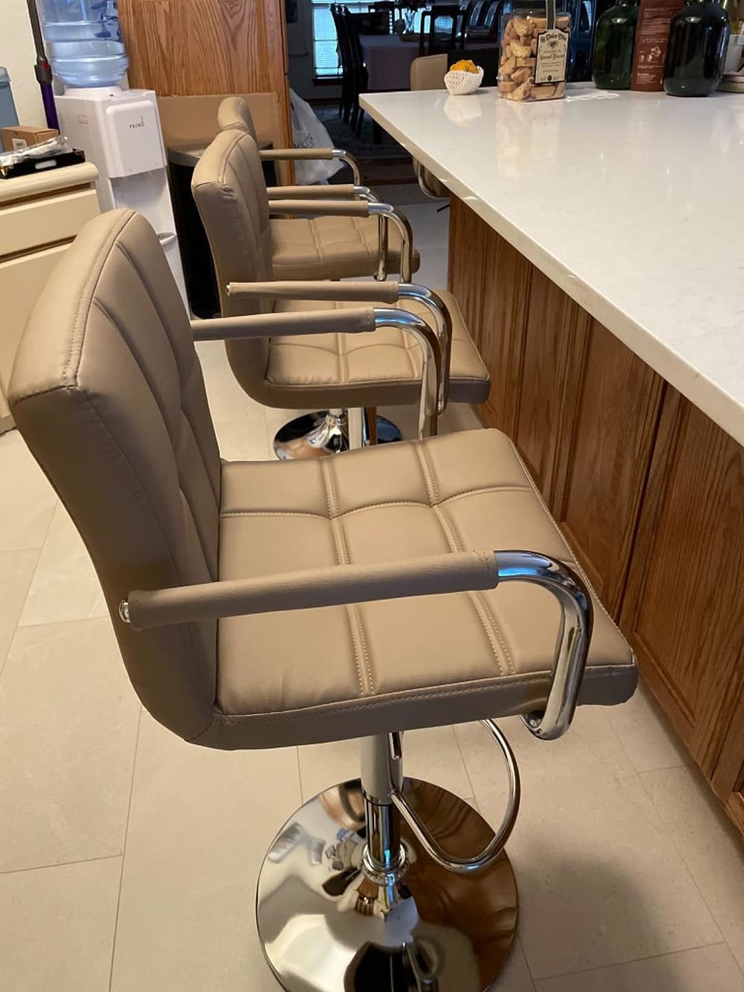 Customer photo review of Adjustable Square Bar Stools with Arm Rest (Set of 2)