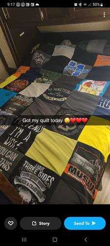 T-shirt quilt with sewing, crafting themes by Sherri from AL