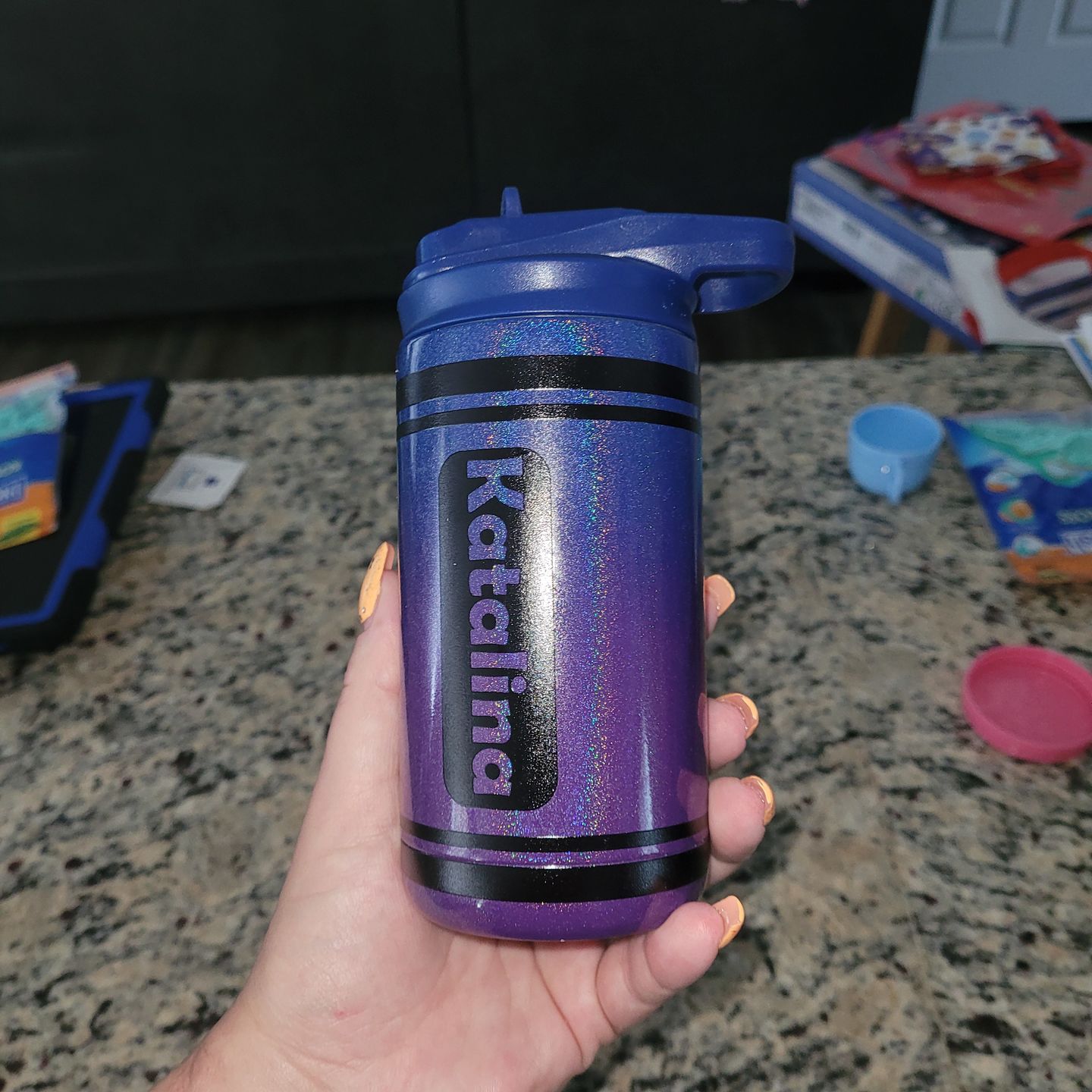 Customer photo review of Personalized Kids Color Water Bottle Tumblers