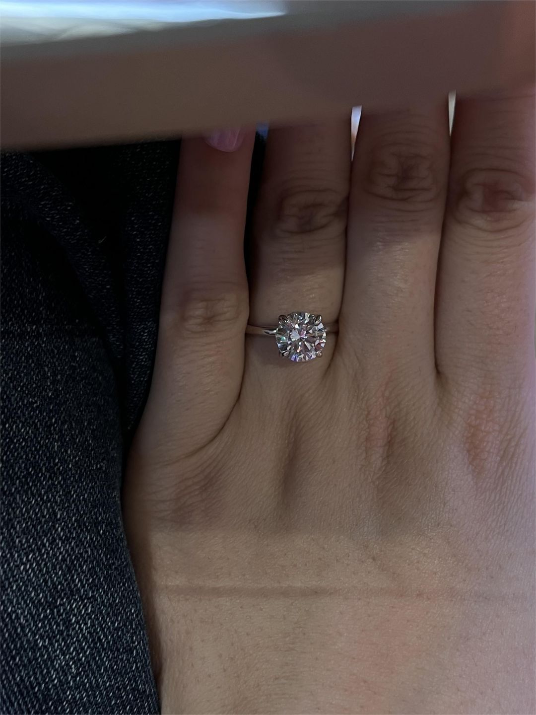 Customer photo review of Louily Classic Round Cut Engagement Ring For Women In Sterling Silver