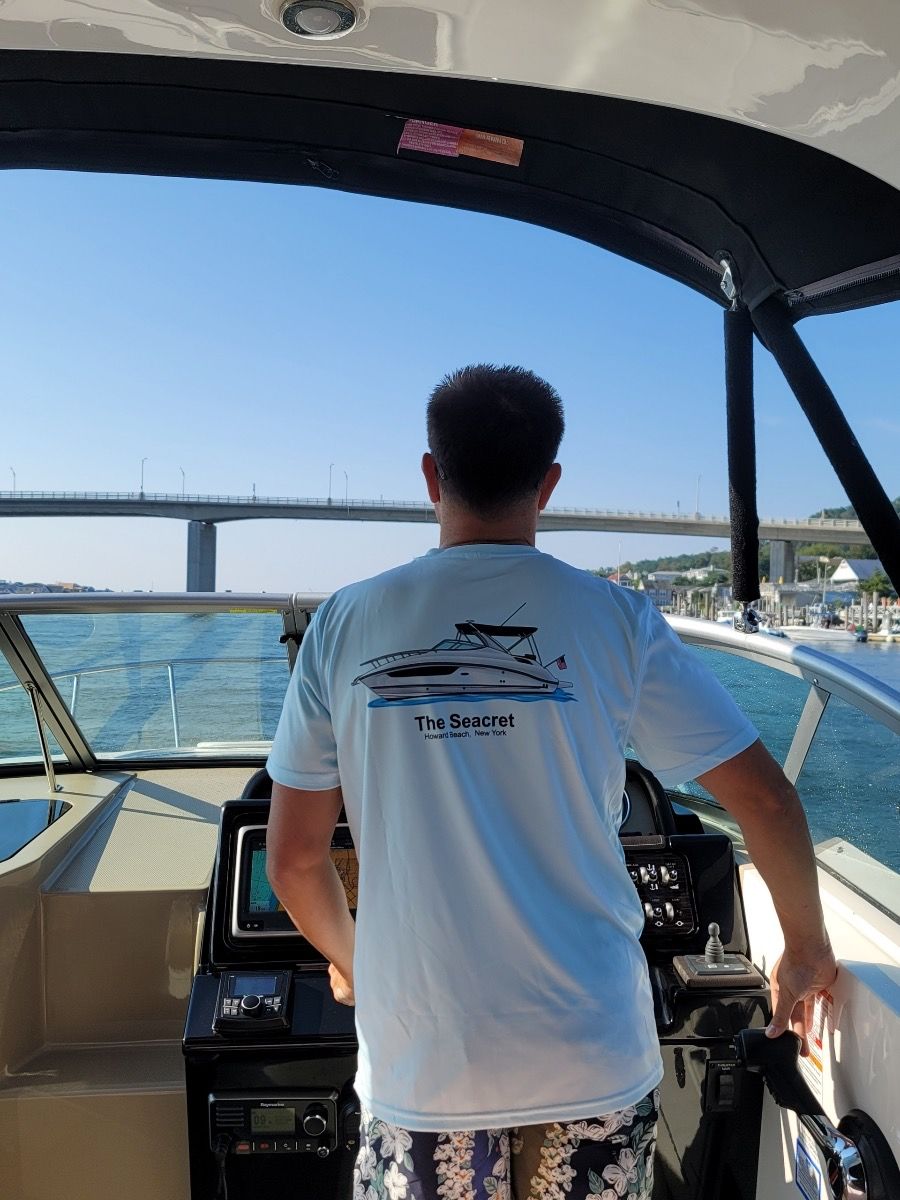 Customer photo review of Mens Captain & Crew Drifit Custom Boat Shirts - Long Sleeves