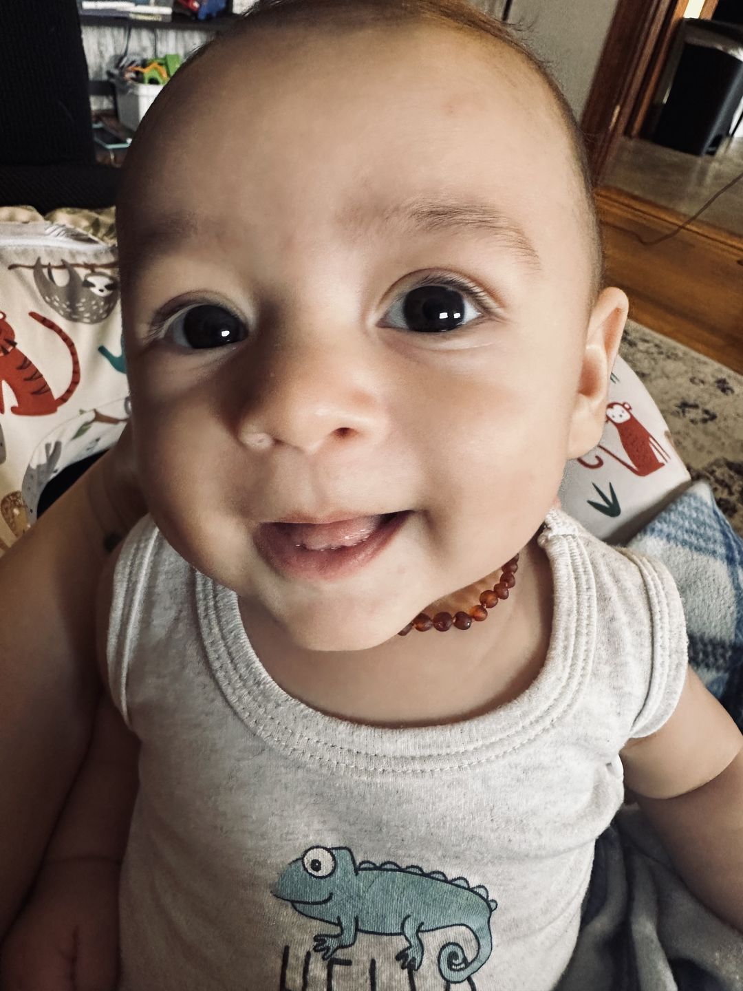 Customer photo review of Raw Cognac Baltic Amber + Raw Blue Amazonite || Necklace