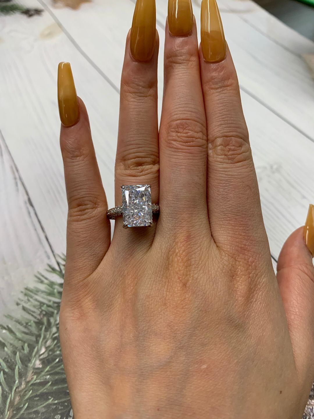 Customer photo review of 7.0Ct Elongated Radiant Cut Engagement Ring For Women In Sterling Silver