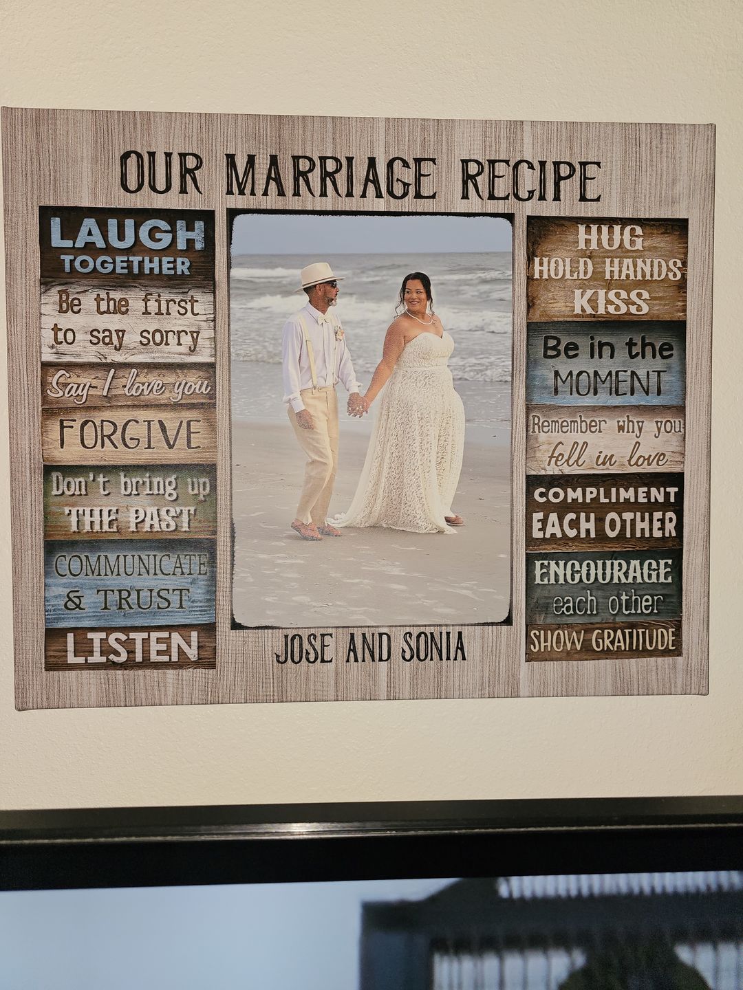 Customer photo review of Personalized Canvas Prints Custom Couple Photo and Name - For Our Forever Love - Marriage Recipe Dem Canvas