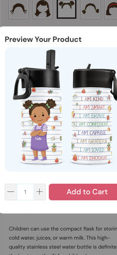 Customer photo review of Smart Loved Brave Confident - Personalized Kids Water Bottle With Straw Lid - Birthday, Back To School Gift For Student, Son, Daughter, Affirmations for Kids