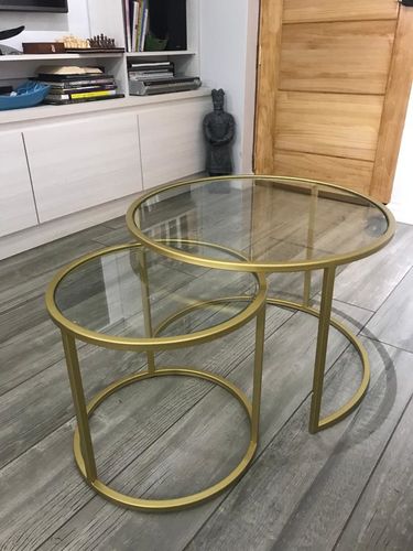 Customer photo review of Mesa de centro circular nido GLASS GOLDEN