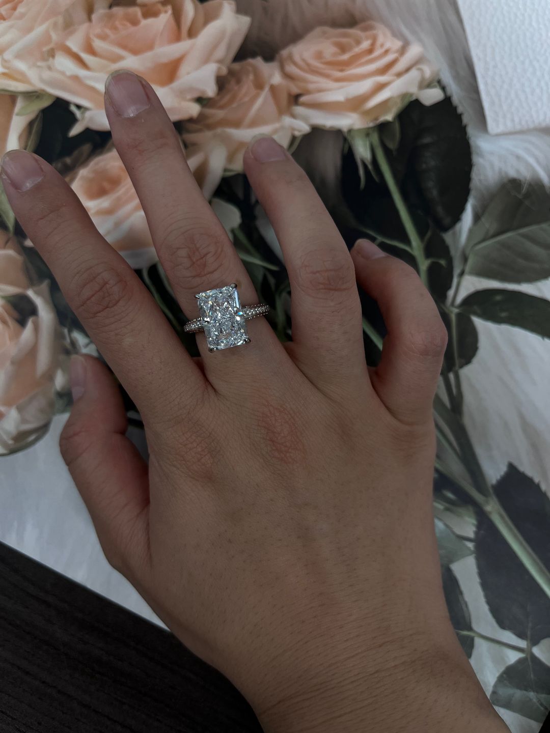 Customer photo review of 7.0Ct Elongated Radiant Cut Engagement Ring For Women In Sterling Silver