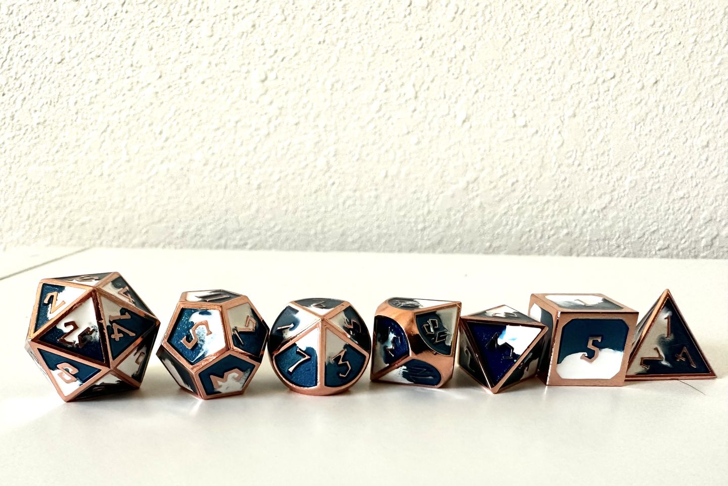 Customer photo review of Elder Runes Cloudy Skies 7pc Polyhedral DND RPG Metal Dice Set