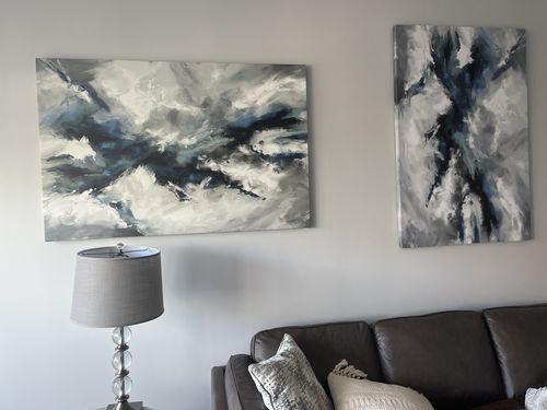 Customer photo review of 'Abstract Grey Clouds' Framed Canvas
