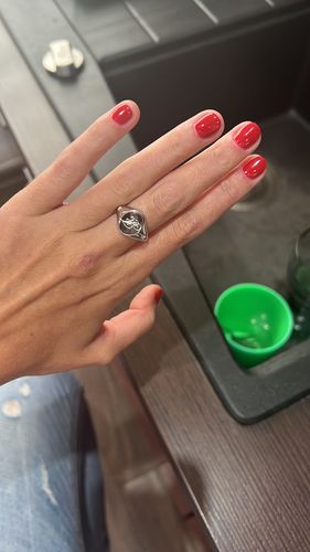 Customer photo review of Star Set Diamond Initial Oval Signet Ring