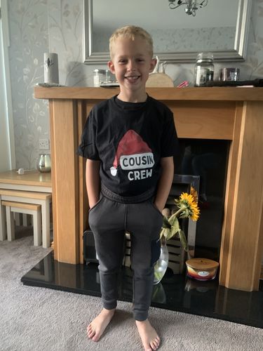 Customer photo review of Cousin Crew Santa Matching Christmas Black T-Shirts