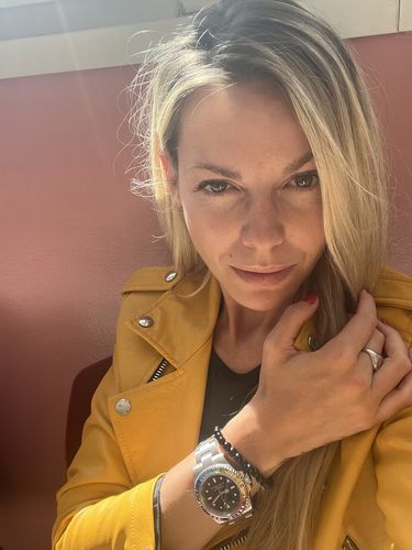 Customer photo review of Pascal Luxe Bezel Diamond Watch (Color Gemstone Bezel)