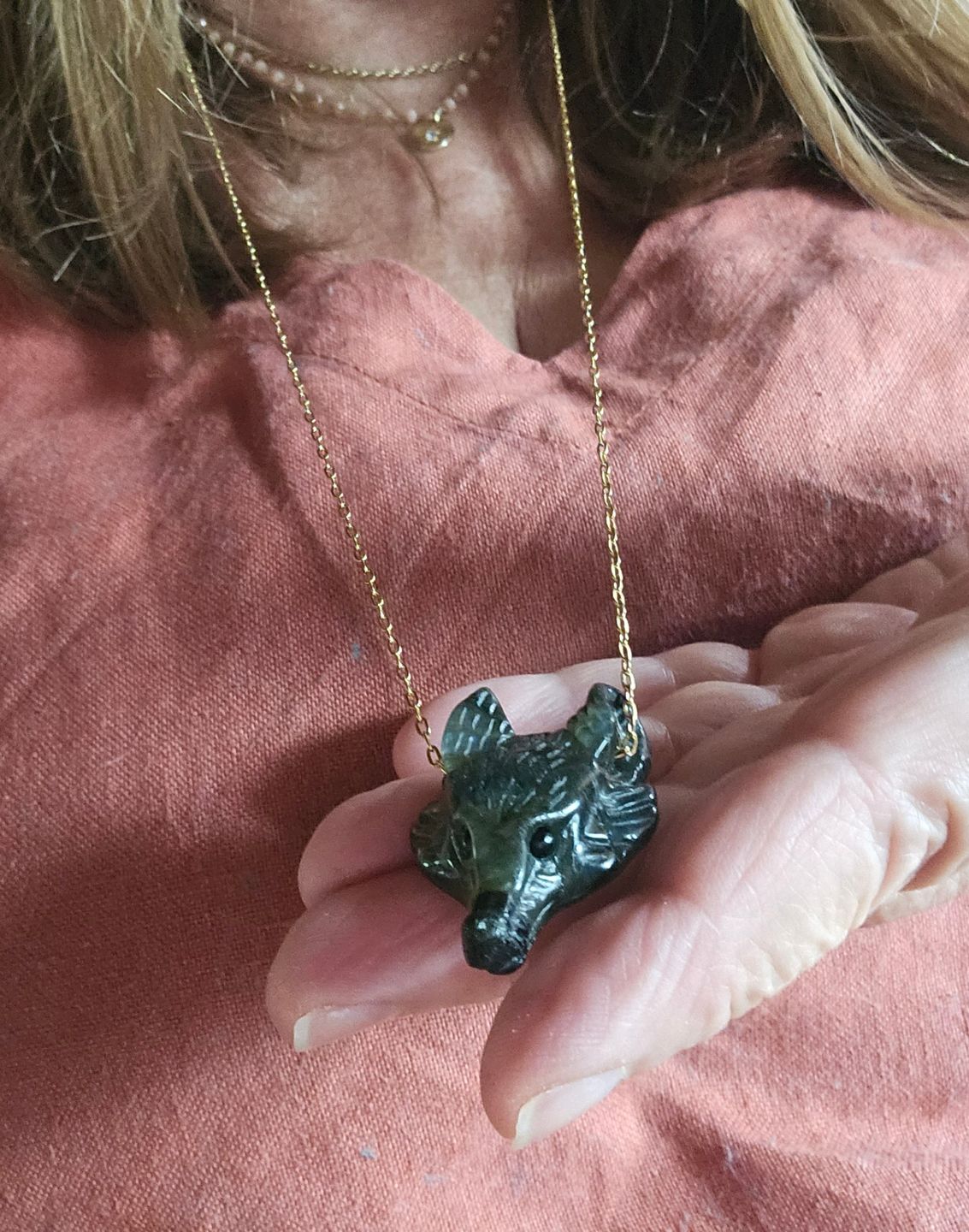 Customer photo review of Collier Liberté labradorite