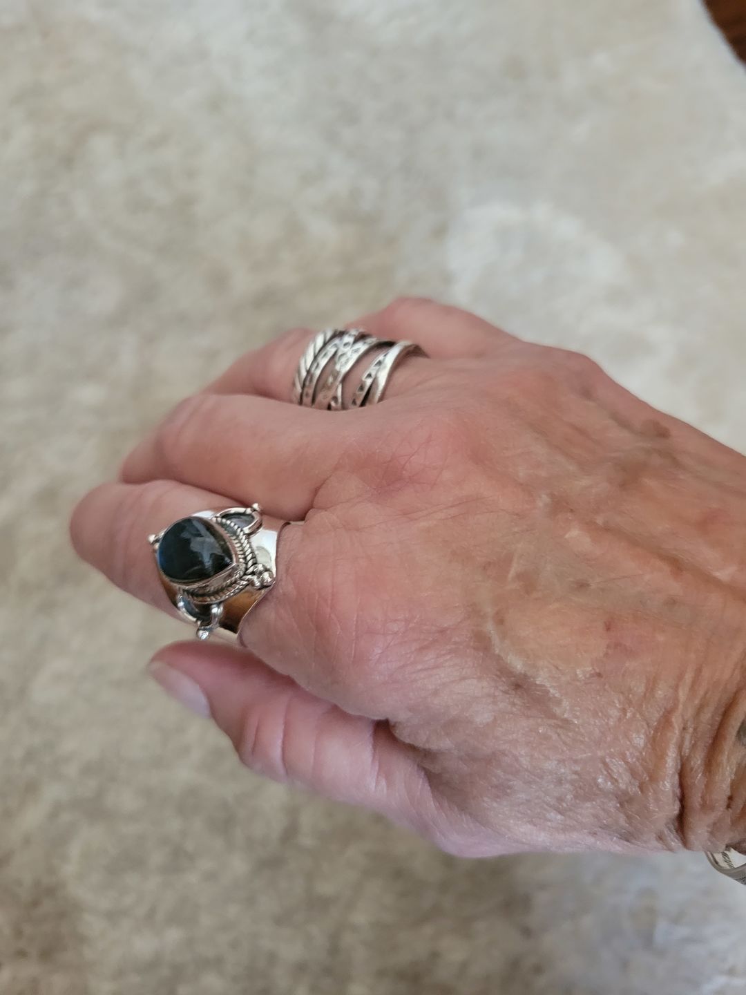 Customer photo review of Teardrop Labradorite Ring Sterling Silver