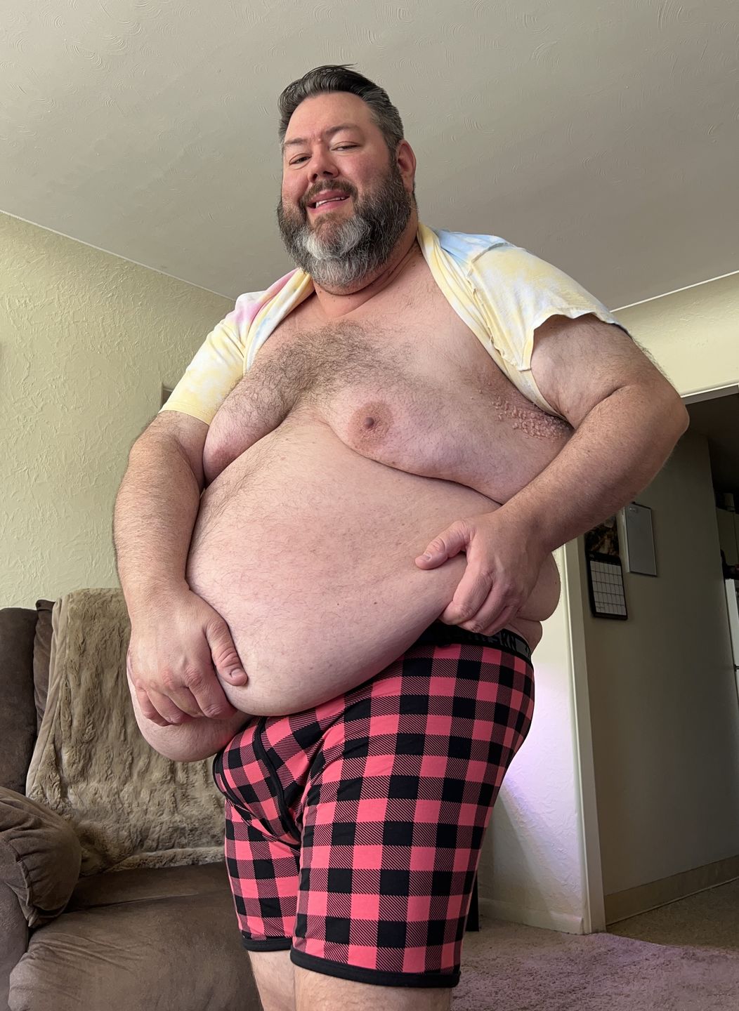 Customer photo review of Long Leg Bamboo Boxer Brief - Bearbie Pink Backwoods