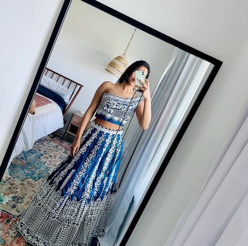 Customer photo review of Blue Color Party Wear Heavy Cording Work Designer Lehenga Set