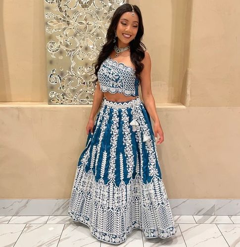 Customer photo review of Blue Color Party Wear Heavy Cording Work Designer Lehenga Set