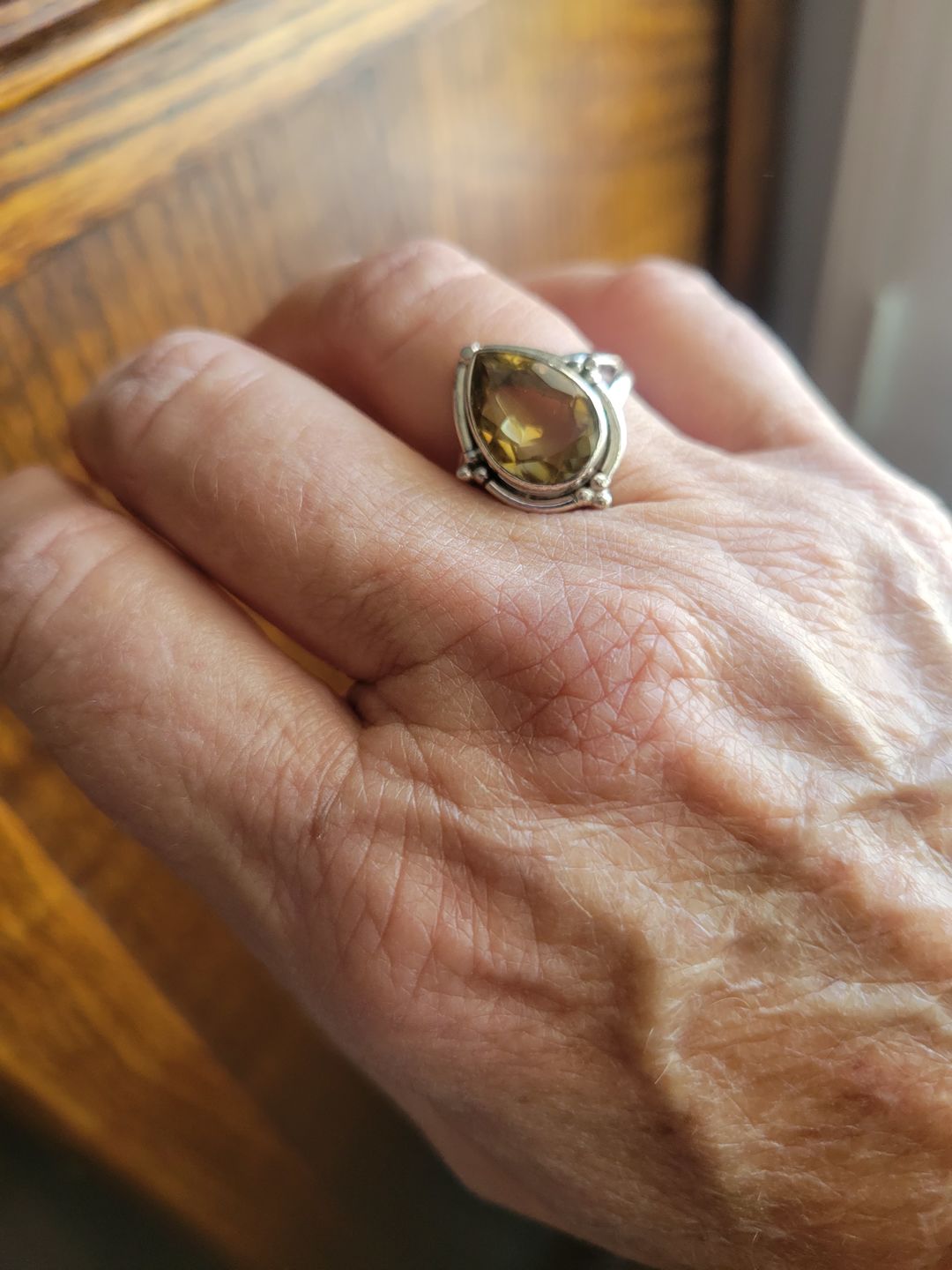 Customer photo review of Citrine Teardrop Ring Sterling Silver